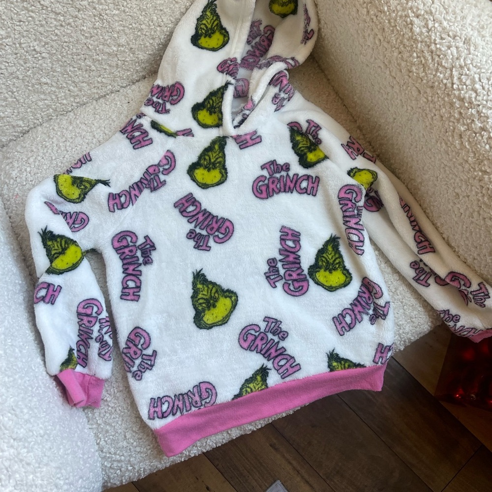 The Grinch Fleece Hoodie with Pink Accents